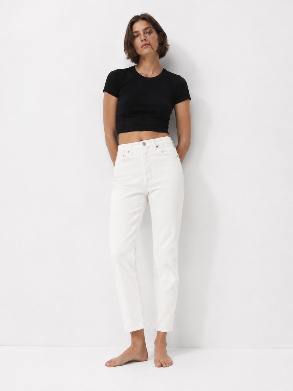 Zara White Straight Leg Jeans